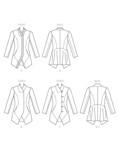 Patron Vogue 9212 A5 - Manteaux femme avec col cygne et coutures princesse