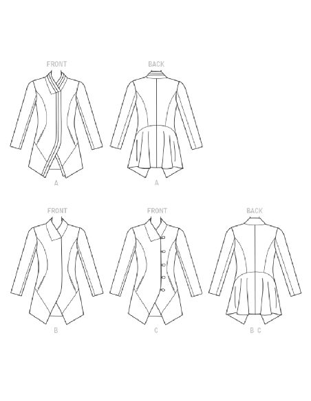 Patron Vogue 9212 A5 - Manteaux femme avec col cygne et coutures princesse