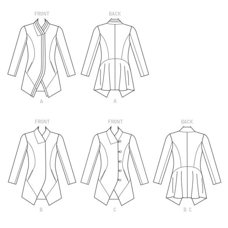 Patron Vogue 9212 E5 - Manteaux femme avec col cygne et coutures princesse