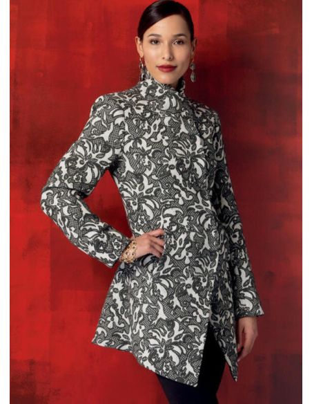 Patron Vogue 9212 E5 - Manteaux femme avec col cygne et coutures princesse