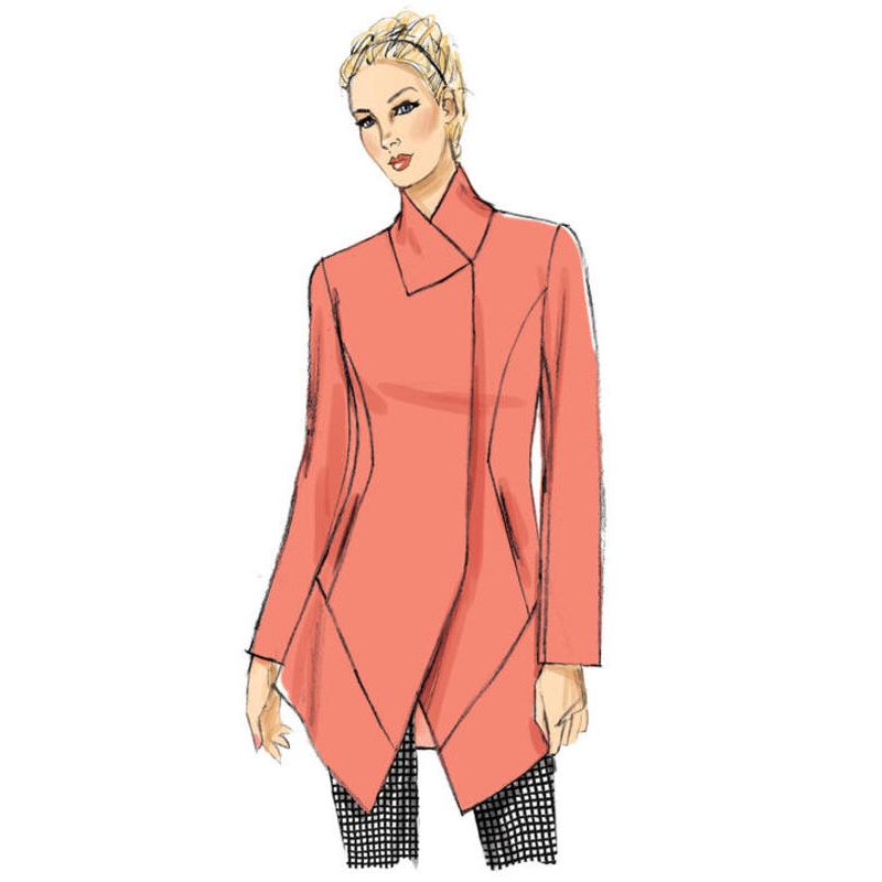 Patron Vogue 9212 E5 - Manteaux femme avec col cygne et coutures princesse