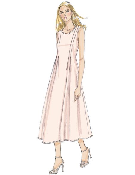 Patron Vogue 9236 E5 - Robe femme avec plis lâchés, disponible en deux longueurs