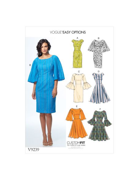 Patron Vogue 9239 A5 - Robes femme, style fourreau ou évasé