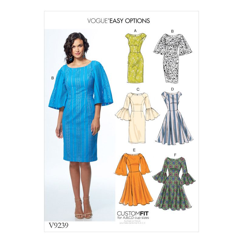 Patron Vogue 9239 E5 - Robes femme, style fourreau ou évasé