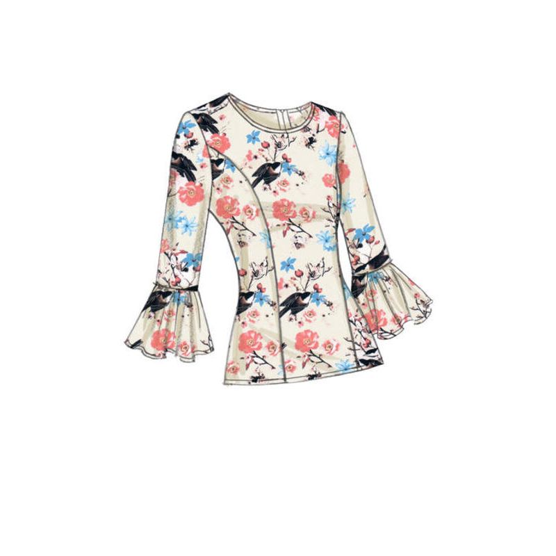 Patron Vogue 9243 A5 - Tops/Tee-Shirts femme à manches longues et volantées
