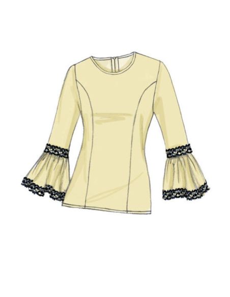 Patron Vogue 9243 A5 - Tops/Tee-Shirts femme à manches longues et volantées