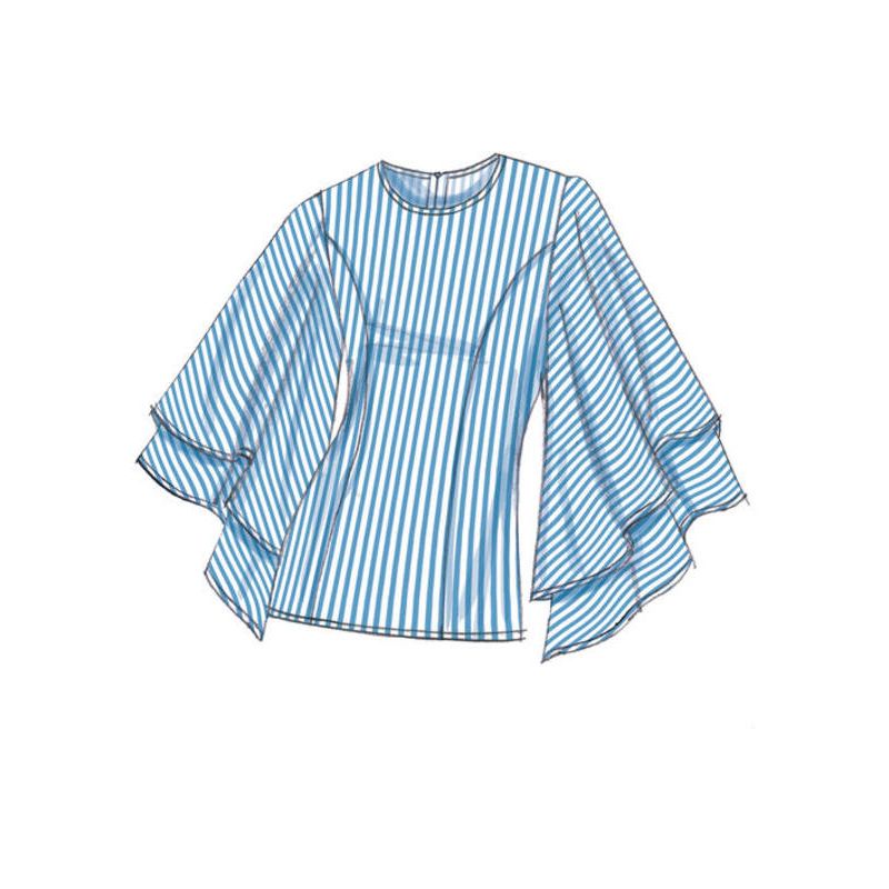 Patron Vogue 9243 A5 - Tops/Tee-Shirts femme à manches longues et volantées