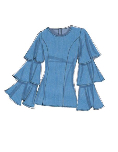 Patron Vogue 9243 A5 - Tops/Tee-Shirts femme à manches longues et volantées