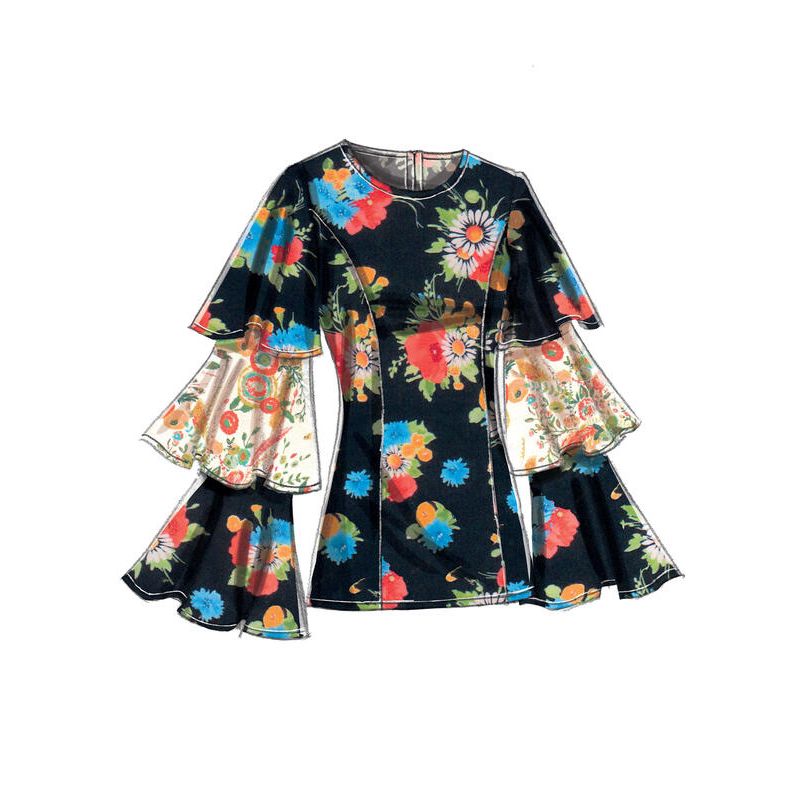 Patron Vogue 9243 E5 - Tops/Tee-Shirts femme à manches longues et volantées