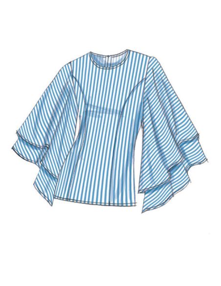 Patron Vogue 9243 E5 - Tops/Tee-Shirts femme à manches longues et volantées