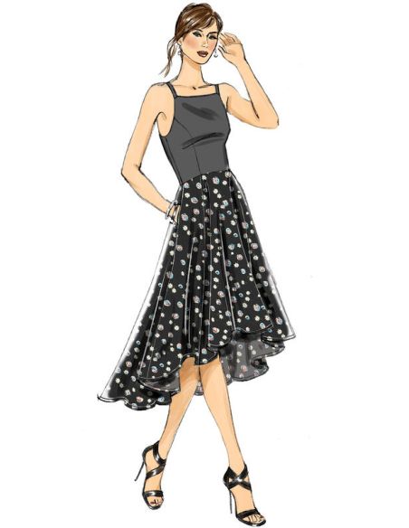 Patron Vogue 9252 E5 - Robe femme avec corsage bain de soleil et traîne