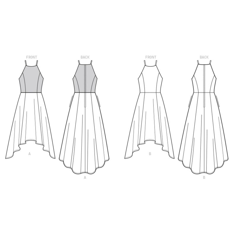 Patron Vogue 9252 E5 - Robe femme avec corsage bain de soleil et traîne