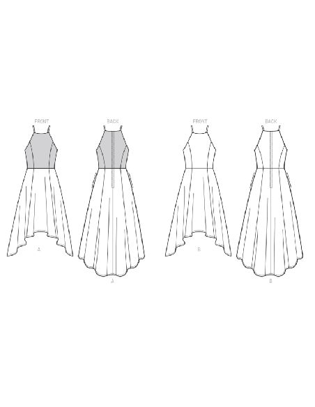 Patron Vogue 9252 E5 - Robe femme avec corsage bain de soleil et traîne