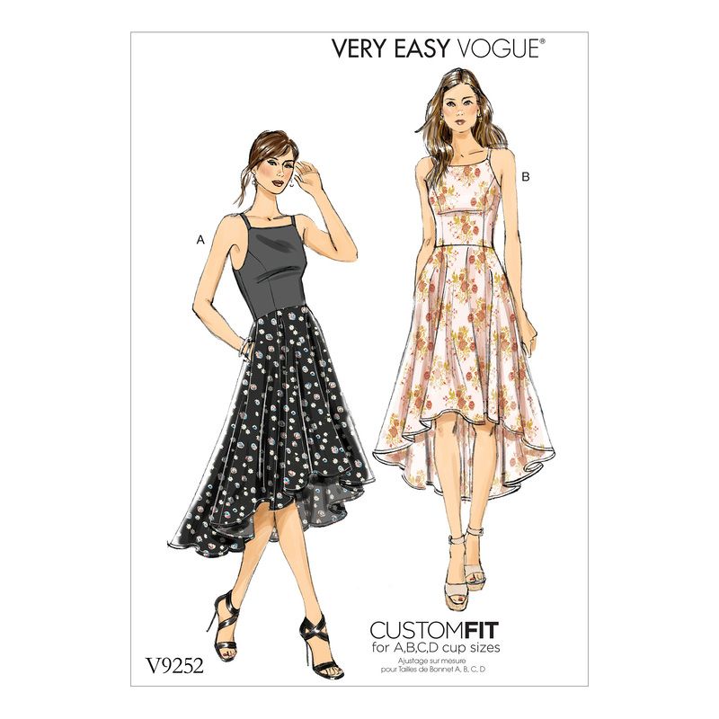Patron Vogue 9252 E5 - Robe femme avec corsage bain de soleil et traîne