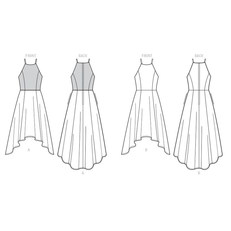 Patron Vogue 9252 E5 - Robe femme avec corsage bain de soleil et traîne