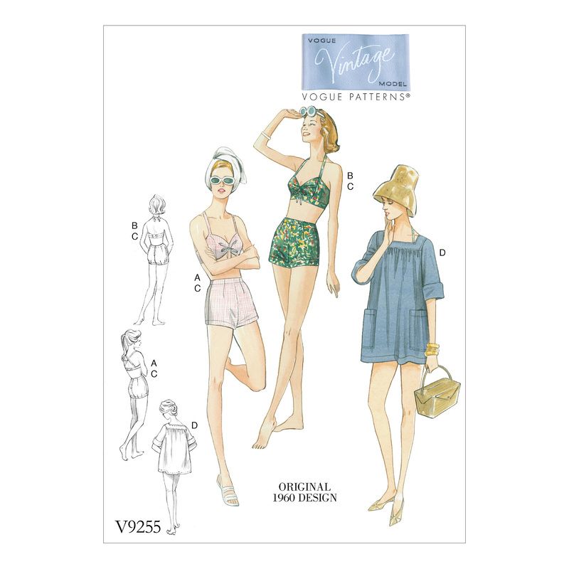 Patron Vogue 9255 A5 - Maillot de bain femme style vintage