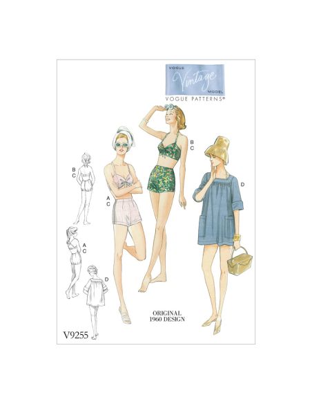 Patron Vogue 9255 E5 - Maillot de bain femme style vintage