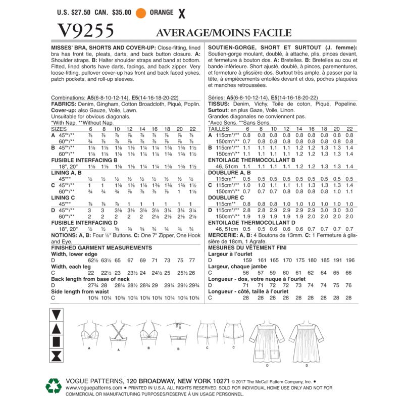 Patron Vogue 9255 E5 - Maillot de bain femme style vintage