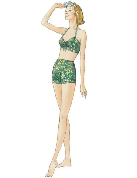 Patron Vogue 9255 E5 - Maillot de bain femme style vintage