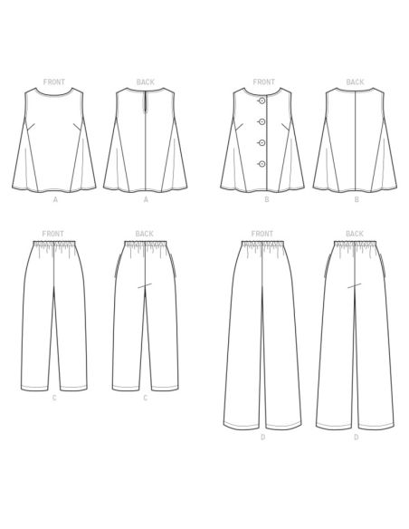 Patron Vogue 9258 B5 - Ensemble femme : Top, blouse et pantalon