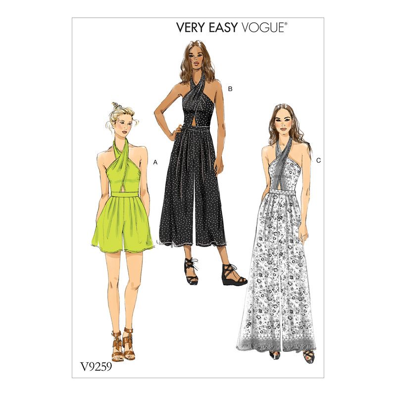 Patron Vogue 9259 A5 - Top péplum et combinaison-pantalon dos nu