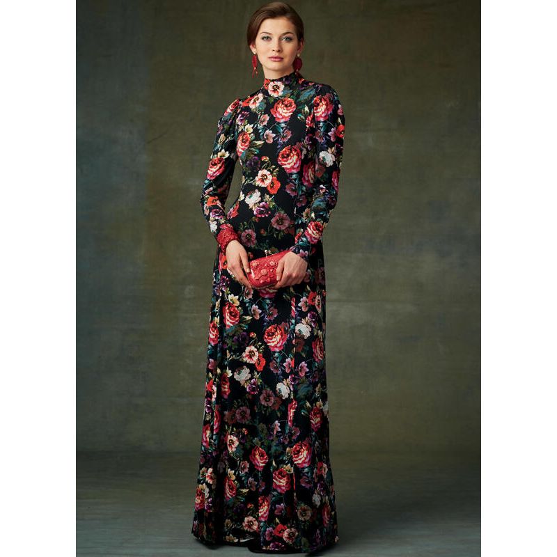 Patron Vogue 9264 A5 - Robes femme à col montant avec manches longues