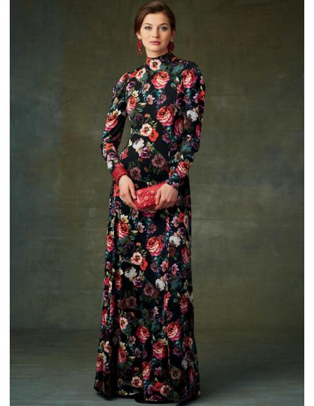 Patron Vogue 9264 A5 - Robes femme à col montant avec manches longues