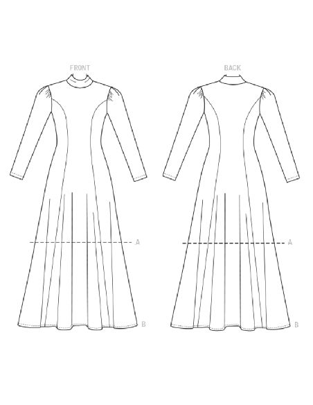 Patron Vogue 9264 A5 - Robes femme à col montant avec manches longues