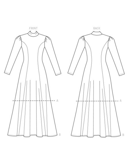 Patron Vogue 9264 A5 - Robes femme à col montant avec manches longues