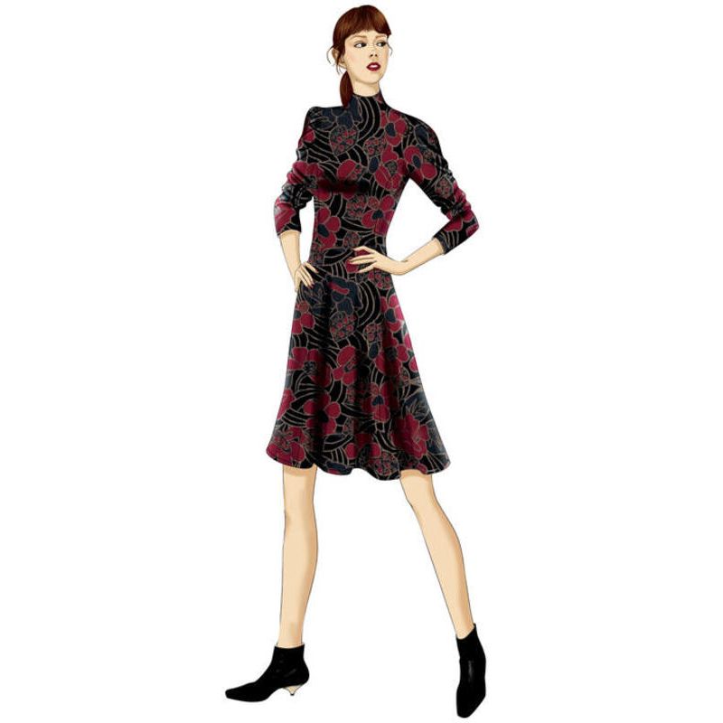 Patron Vogue 9264 A5 - Robes femme à col montant avec manches longues