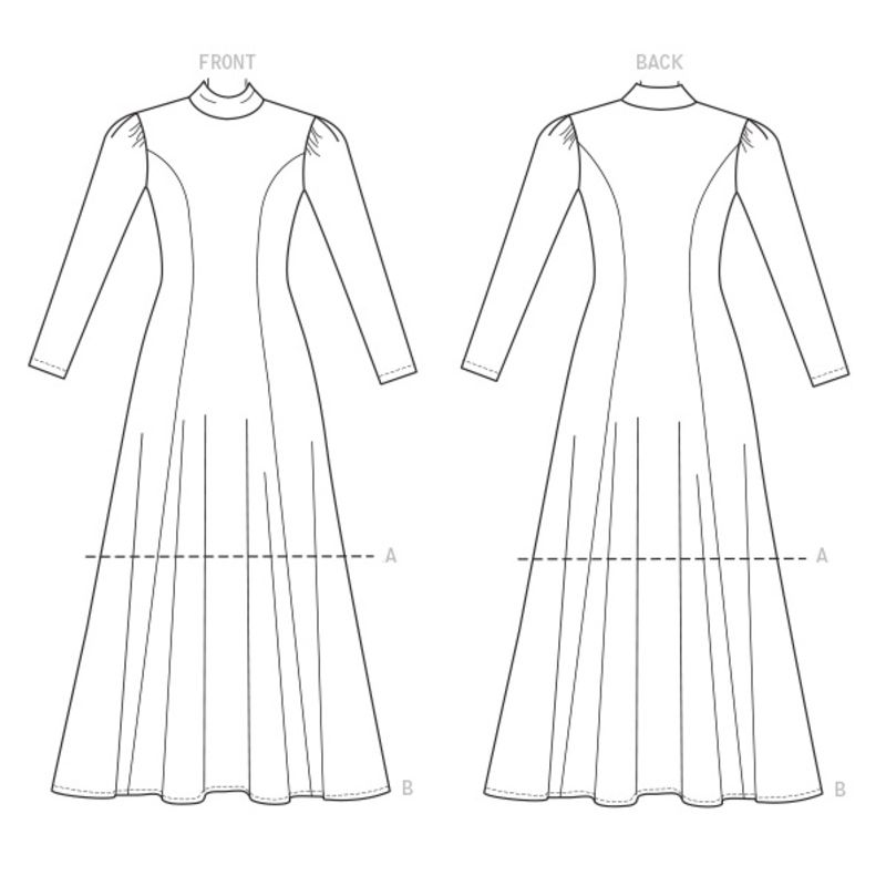 Patron Vogue 9264 E5 - Robes femme à col montant avec manches longues
