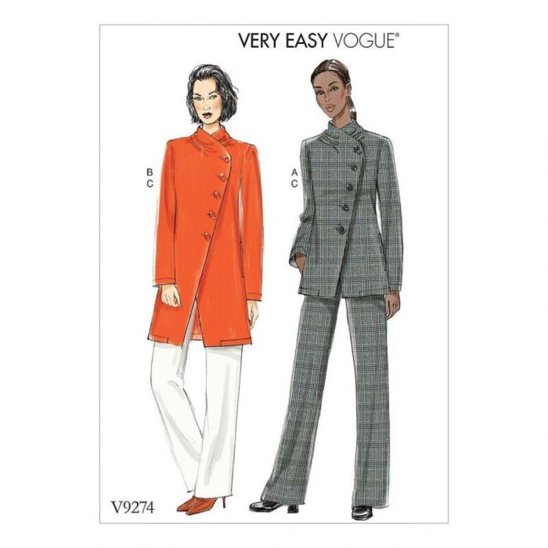 Patron Vogue 9274 A5 - Ensemble costume pour femme : Veste asymétrique et pantalon