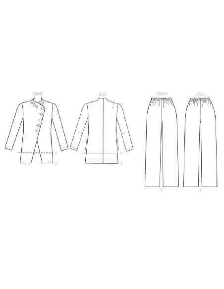 Patron Vogue 9274 A5 - Ensemble costume pour femme : Veste asymétrique et pantalon