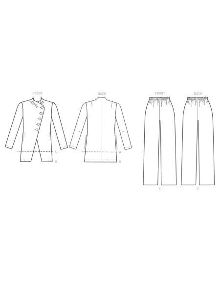Patron Vogue 9274 E5 - Ensemble costume pour femme : Veste asymétrique et pantalon