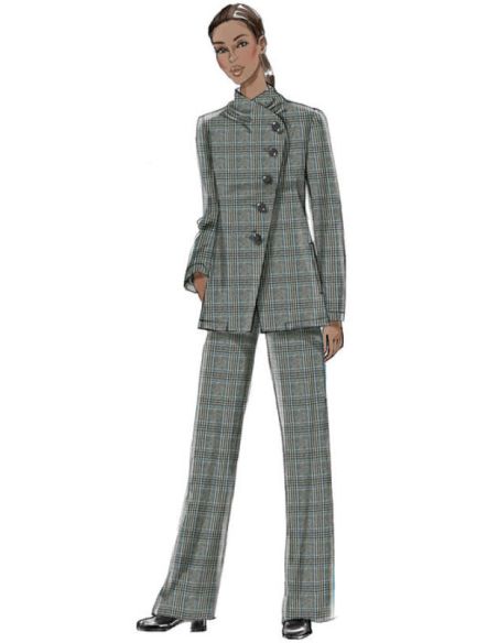 Patron Vogue 9274 E5 - Ensemble costume pour femme : Veste asymétrique et pantalon