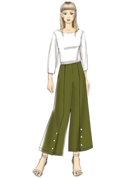 Patron Vogue 9282 OSZ - Pantalons femme évasés, style Palazzo, avec détails boutons