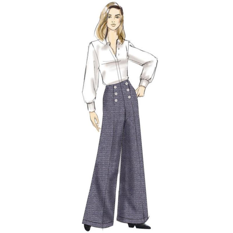 Patron Vogue 9282 OSZ - Pantalons femme évasés, style Palazzo, avec détails boutons