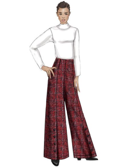 Patron Vogue 9282 OSZ - Pantalons femme évasés, style Palazzo, avec détails boutons