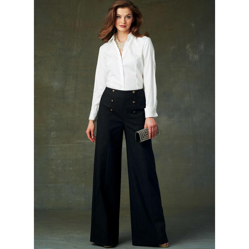Patron Vogue 9282 OSZ - Pantalons femme évasés, style Palazzo, avec détails boutons