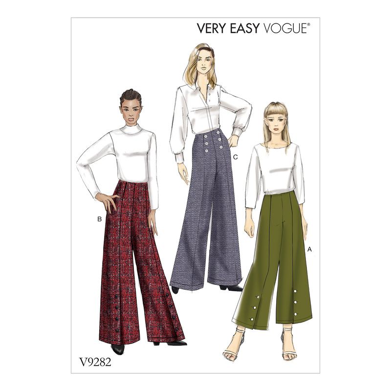 Patron Vogue 9282 OSZ - Pantalons femme évasés, style Palazzo, avec détails boutons