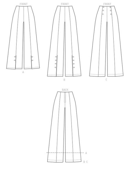 Patron Vogue 9282 OSZ - Pantalons femme évasés, style Palazzo, avec détails boutons