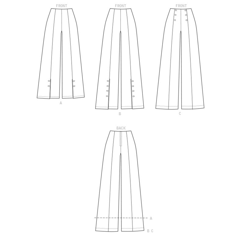 Patron Vogue 9282 OSZ - Pantalons femme évasés, style Palazzo, avec détails boutons