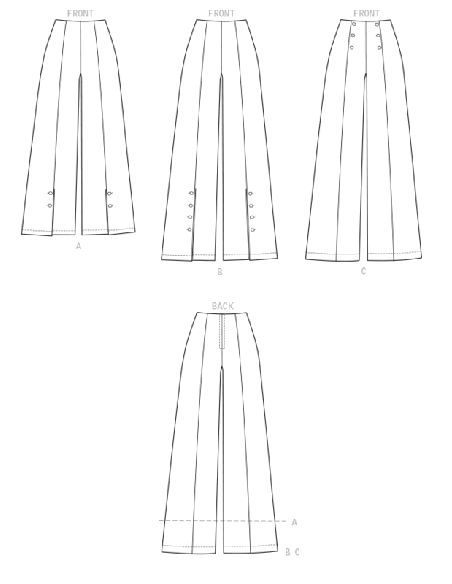 Patron Vogue 9282 OSZ - Pantalons femme évasés, style Palazzo, avec détails boutons