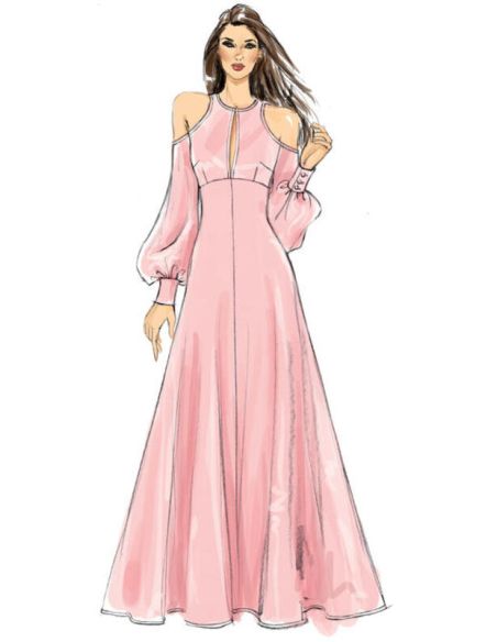 Patron Vogue 9296 A5 - Robes pour femmes à épaules nues et taille haute