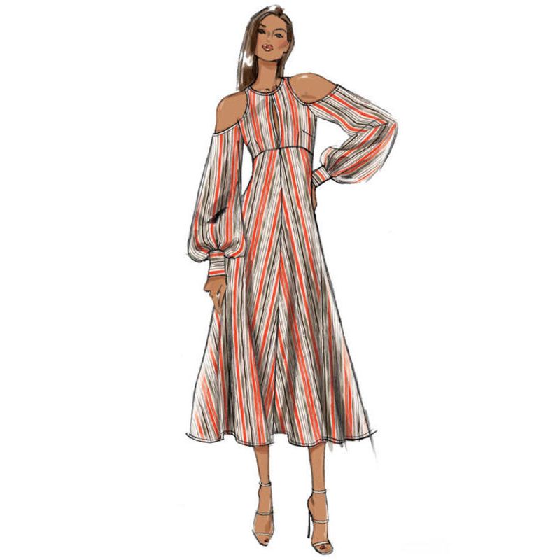 Patron Vogue 9296 A5 - Robes pour femmes à épaules nues et taille haute