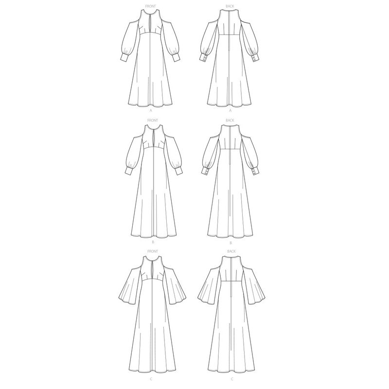 Patron Vogue 9296 A5 - Robes pour femmes à épaules nues et taille haute
