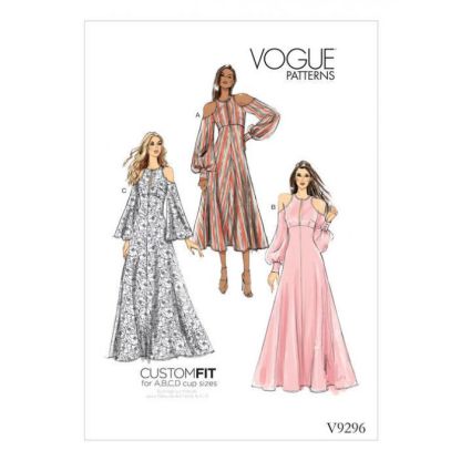 Patron Vogue 9296 A5 - Robes pour femmes à épaules nues et taille haute