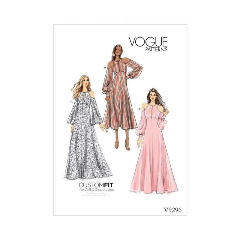 Patron Vogue 9296 E5 - Robes pour femmes à épaules nues et taille haute