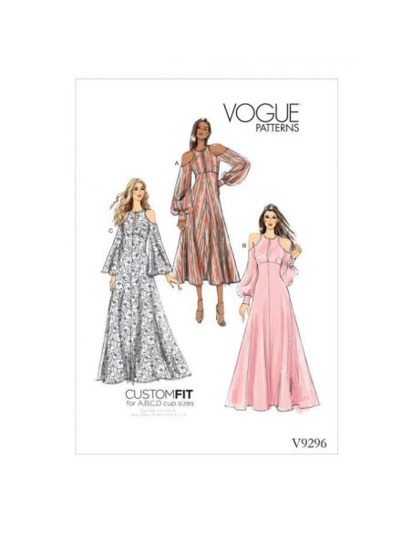 Patron Vogue 9296 E5 - Robes pour femmes à épaules nues et taille haute