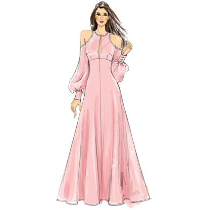 Patron Vogue 9296 E5 - Robes pour femmes à épaules nues et taille haute 2